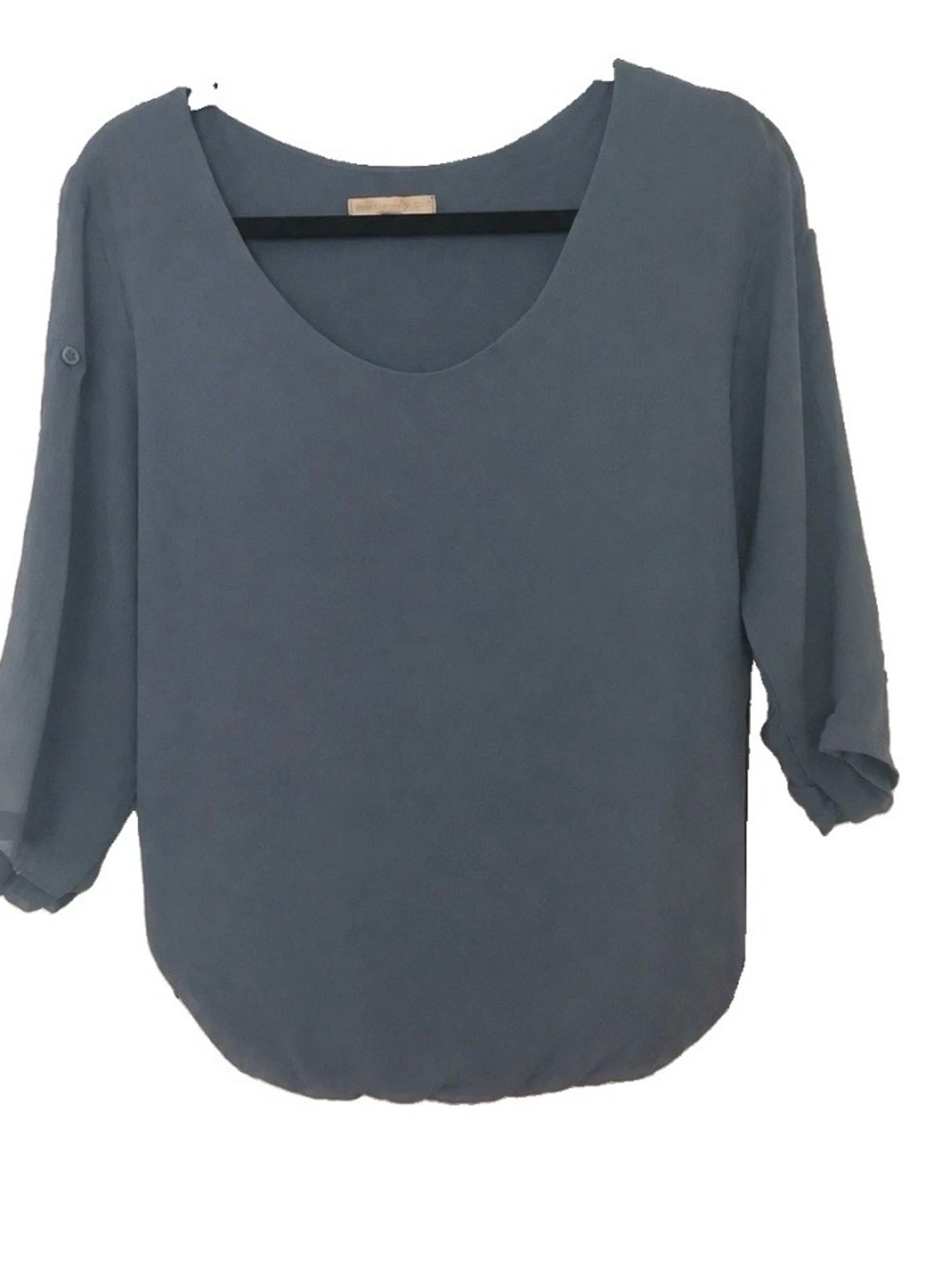 ProntoModa  Giusy 100% Silk Blouse Women’s Size Small Made in Italy Blue /Grey